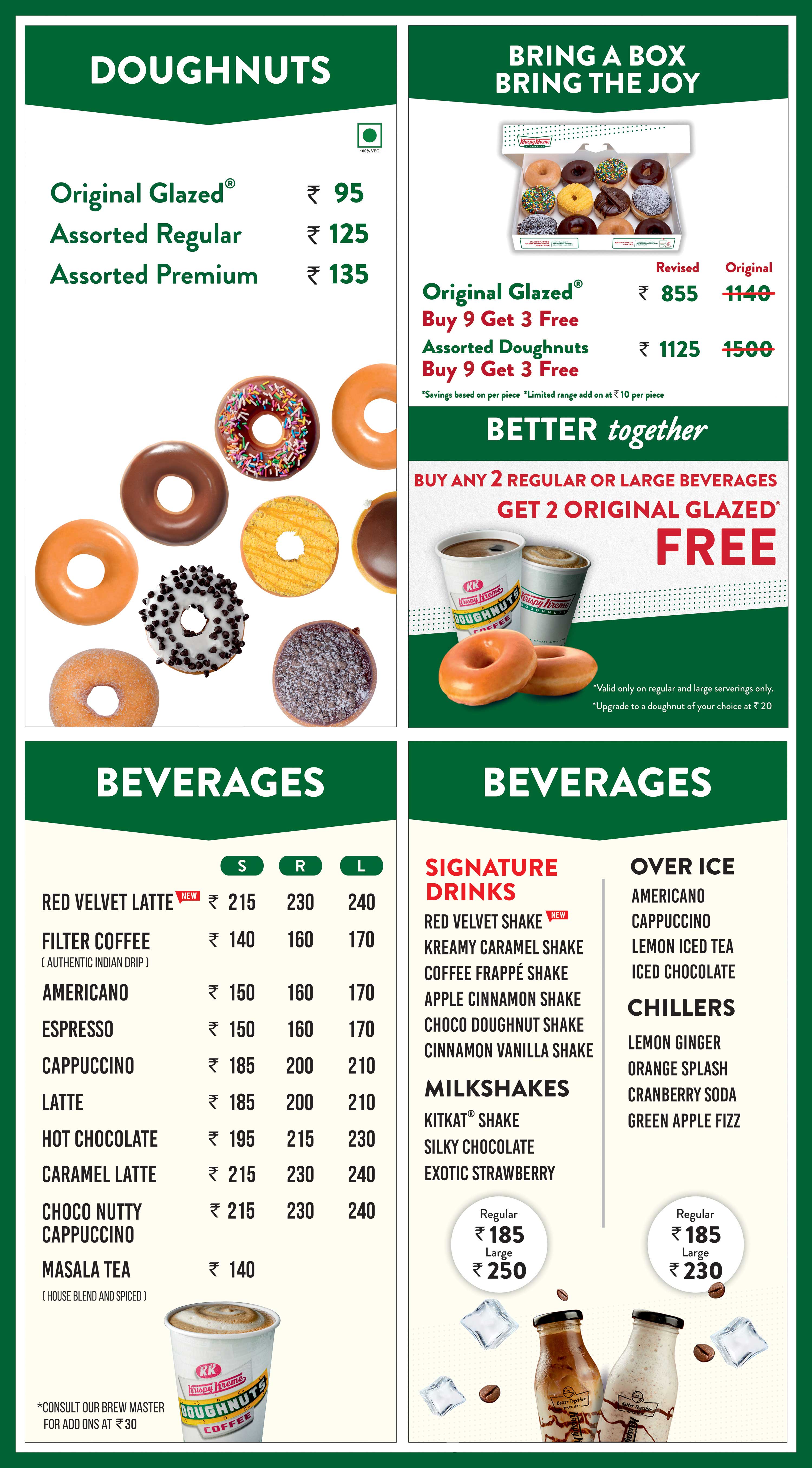 Krispy kreme menu hotsell